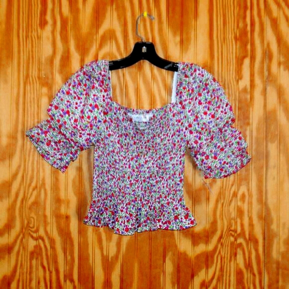 Vestique Floral Smocked Puff Sleeve Top - Size S - Picture 1 of 9